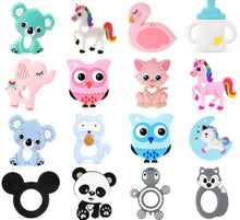 Load image into Gallery viewer, Baby Silicone Teethers BPA Free Teething Toy Animal Dog Koala Owl Elephant Baby Ring Teether Silicone Beads For Kids and Baby