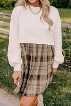 Load image into Gallery viewer, Vintage Plaid Round Neck Long Sleeve Mini Dress Cozy & Stylish Dress Retro Design Dress For Party