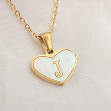 Load image into Gallery viewer, 26 Letter Heart-shaped Necklace White Shell Love Clavicle Chain Fashion Personalized Necklace For Women Jewelry Valentine's Day