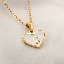 Load image into Gallery viewer, 26 Letter Heart-shaped Necklace White Shell Love Clavicle Chain Fashion Personalized Necklace For Women Jewelry Valentine's Day