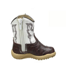 Load image into Gallery viewer, Roper Bump (White/Brown) - Infant Cowboy Booties