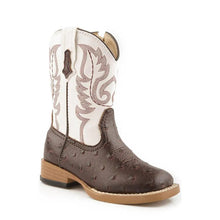 Load image into Gallery viewer, Roper Bump (White/Brown) - Toddler Cowboy Boots