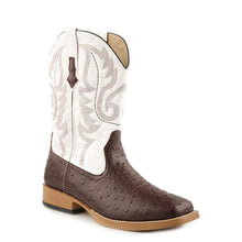 Load image into Gallery viewer, Roper Bump (White/Brown) - Little Kids / Big Kids Cowboy Boots