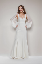 Load image into Gallery viewer, Ethereal Sculpted Bust Mermaid Gown with Sheer Balloon Sleeves