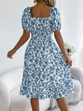Load image into Gallery viewer, Ruffled Hem Floral Puff Sleeve Dress