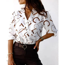 Load image into Gallery viewer, Women’s Printed Long-Sleeve Lapel Shirt | Casual Elegant Blouse