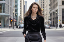 Load image into Gallery viewer, Women’s Elegant Boat Neck Long Sleeve Minimalist Top