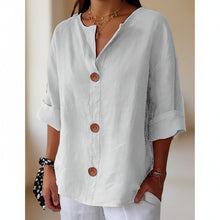 Load image into Gallery viewer, Women's V-Neck Buttoned Blouse