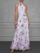 Load image into Gallery viewer, Halter Neck Printed Maxi Dress – Fitted Sleeveless Long Dress