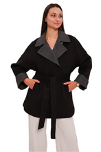 Load image into Gallery viewer, Sandro Cashmere Blend Overcoat in Black