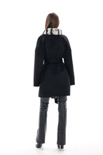 Load image into Gallery viewer, Genuine French Orylag Fur Italian Cashmere Wool Coat 85cm