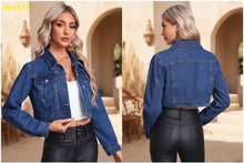 Load image into Gallery viewer, Women's Long Sleeve Denim Jacket – Streetwear Flip Collar Jean Jacket