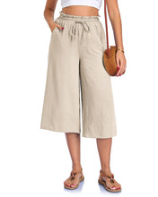 Load image into Gallery viewer, Women’s Elastic Cropped Wide-Leg Pants
