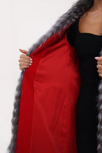 Load image into Gallery viewer, Genuine Silver Fox Virgin Wool Wrap Coat in Red