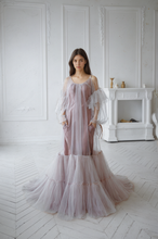 Load image into Gallery viewer, Luxury 3 colors Layered Tulle Sheer Robe Dress | Couture Ruffle Boudoir Robe Set