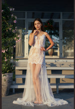 Load image into Gallery viewer, Ethereal Lace Sheer Long Robe with Flowing Train โ Elegant Bridal Boudoir Gown