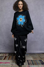 Load image into Gallery viewer, POL Floral Pattern Round Neck Sweater with Exposed Stitching
