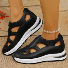Load image into Gallery viewer, Women's Chunky Sole Closed-Toe Sandals – Soft Sole Velcro Strap