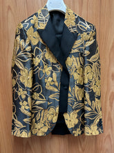 Load image into Gallery viewer, Moda Color Black/Gold Floral Print Turkish 100% Wool Suit
