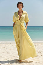 Load image into Gallery viewer, Women's Solid Color Waist-Slimming Maxi Dress — Flip Collar