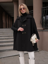 Load image into Gallery viewer, Paris Cashmere Bland Cape Coat in Black