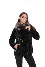 Load image into Gallery viewer, Bari Genuine Astrakhan Silver Fox Trim Coat