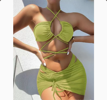 Load image into Gallery viewer, Women's Solid Color Three-Piece Bikini Set