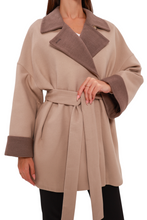 Load image into Gallery viewer, Sandro Cashmere Blend Overcoat in Beige