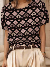Load image into Gallery viewer, Women's Retro Short-Sleeve Jacquard Knit Top