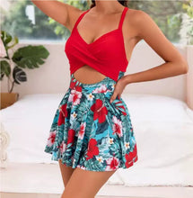 Load image into Gallery viewer, Women's Cutout Sling One-Piece Swimsuit – Built-In Chest Pad & Skirt Hem