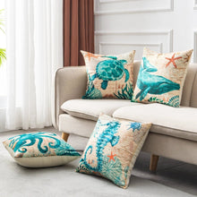 Load image into Gallery viewer, Mandotos Sea Turtle Printed Cushion Covers Linen Throw Pillow Cases For Home Decor Sofa Chair