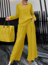 Load image into Gallery viewer, Solid Color Long Sleeve Top & Pants Two-Piece Travel Set
