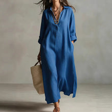 Load image into Gallery viewer, Women's Casual Long-Sleeve Linen Shirt Dress – Relaxed Fit