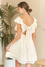 Load image into Gallery viewer, Tie Back V-Neck Ruffle Sleeve Summer Dress For Women – Elegant, Chic & Trendy V-Neck Fluttering Dress with Ruffles & Tie Detail