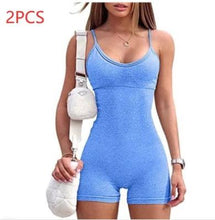 Load image into Gallery viewer, Spaghetti Strap Shorts Jumpsuit Sports Yoga Workout Tight Romper Women Fashion Fitness Sportwear