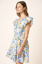 Load image into Gallery viewer, New Summer Floral V-Neck Cap Sleeve Mini Dress For Women – Charming Floral Print Mini Dress with V-Neckline and Cap Sleeves