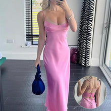 Load image into Gallery viewer, Women Camis Satin Long Dresses Elegant Sleeveless Slip Holiday Party Dresses Sexy Casual Backless Summer Dresses