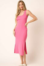 Load image into Gallery viewer, Side Slit Wide Strap Midi Tank Dress – Stylish, Sexy and Comfortable Midi Dress with Side Slits and Wide Straps