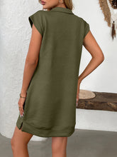 Load image into Gallery viewer, Retro Brown Half-Zip Cap Sleeve Mini Dress Classic & Vintage Design Dress For Girls
