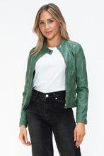 Load image into Gallery viewer, Women Classic Snobbish Faux Leather Zip-Up Drawstring Hooded Jacket Edgy & Casual PU Leather Jacket For Streetwear
