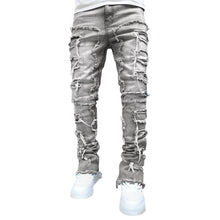 Load image into Gallery viewer, Patched Pants Long Tight Fit Stacked Jeans