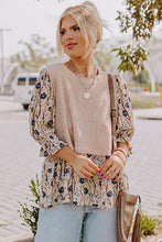 Load image into Gallery viewer, Beige Faux Two Piece Knit Patchwork Floral Plus Size Top