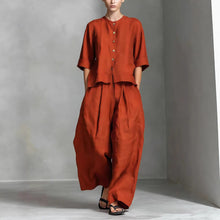 Load image into Gallery viewer, Three-Quarter Sleeve Shirt & Loose Trousers Two-Piece Set