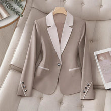 Load image into Gallery viewer, Women’s Contrasting Color Blazer – Elegant Button Formal Jacket