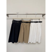 Load image into Gallery viewer, Relaxed A-Line Crushed Pleat Cotton Midi Skirt with Belt