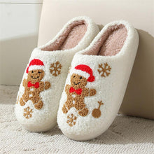 Load image into Gallery viewer, Christmas Slippers Gingerbread Slippers Women and Men Holiday Halloween Slippers Indoor Bedroom Fluffy Warm Fleece Slippers Winter Soft Cozy Home Non-Slip Soft Plush Slip-on Wool Lined House Shoes
