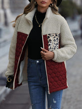 Load image into Gallery viewer, Unique Autumn Leopard Color Block Zip-Up Jacket Trendy Lightweight Jacket with Pockets Charming Winter Jacket