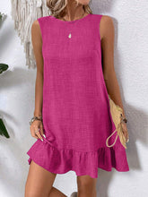 Load image into Gallery viewer, Women's Ruffle Lace-Up Mini Dress – Short Sleeve Loose Beach Dress