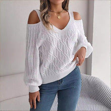 Load image into Gallery viewer, Fried-Dough Twist Off-Shoulder Lantern Sleeve Sweater