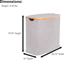 Load image into Gallery viewer, Eco-Friendly Bamboo & Canvas Laundry Hamper – Foldable, Slim Storage Basket with Lid for Bedroom, Bathroom & Dorm